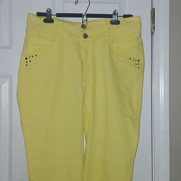 Verox yellow skinny jeans  Sz 16 EUC  these run small see measurements 33W - Picture 3 of 9